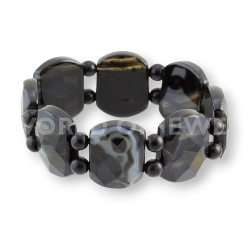 Faceted Black Agate Bracelet 30mm