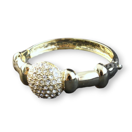 Brass Bracelet With Rhinestones - Golden