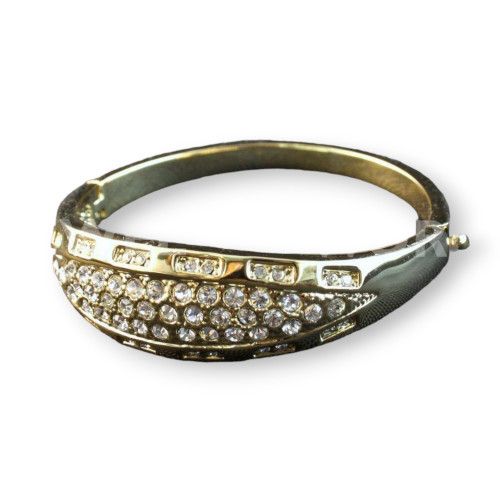 Brass Bracelet With Rhinestones - Golden