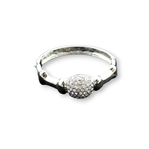 Brass Bracelet With Rhinestones - Rhodium Plated