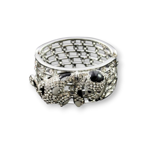 Rigid Rhodium-plated Metal Bracelet With Rhinestones