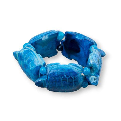 Semiprecious Stone Bracelet Large Turtle 31x48mm Blue Agate