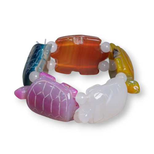 Bracelet Pierre Semi-Précieuse Grande Tortue 31x48mm Mélange Agate