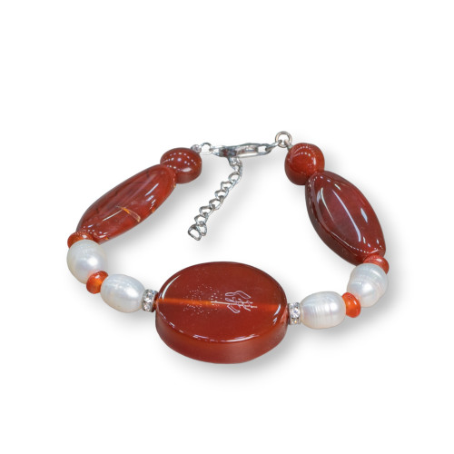 Bracelet de pierres semi-précieuses et perles avec fermoir en argent 925 MOD4
