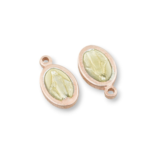 Ovaler Anhänger aus 925er Silber mit emaillierter Madonna, 6 x 10 mm, Roségold, 10 Stück