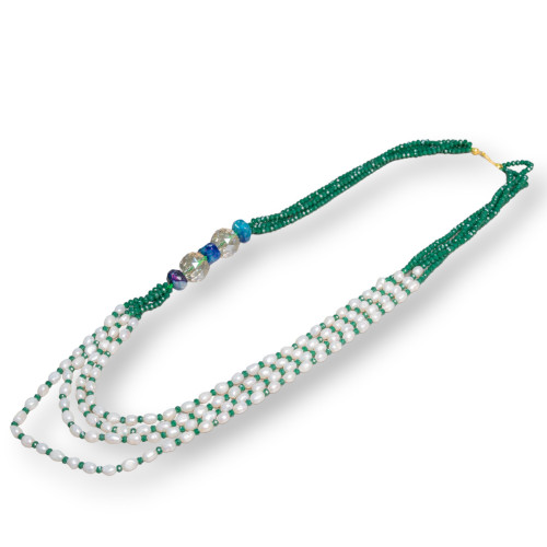 Collana Lunga con Agata Verde e Perle di Fiume (spedizione in 7