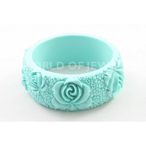 Engraved Resin Rigid Bracelet 1pc - Turquoise