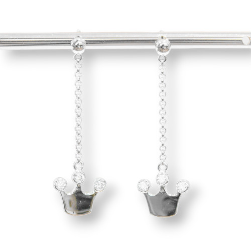 925 Silver Stud Earrings With Rolo Chain