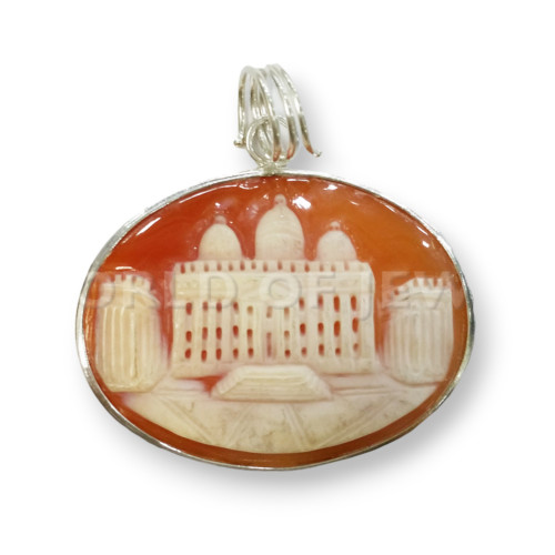 925 Silver Pendant And Oval Carnelian Cameo 32mm