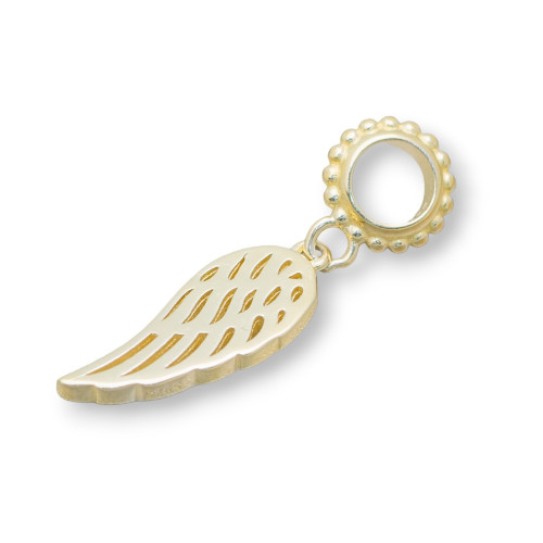 Breloques pendentifs en argent 925, ailes à trous larges, 4 pièces dorées