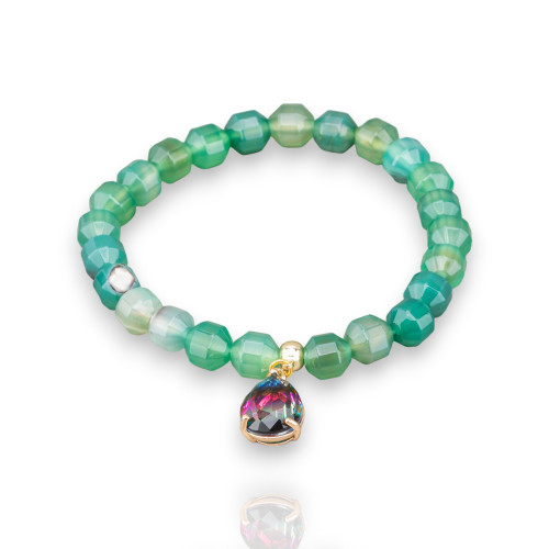 Bracciali Elasticizzato Di Pietre Dure Con Pendente Con Cristalli CZ Agata Verde