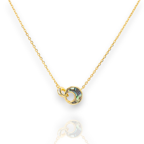 Collana Di Argento 925 Collezione Luna Placcato Oro Con Madreperla