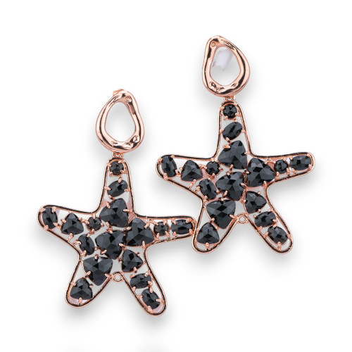 Black Rose Gold Set Cat's Eye Starfish Bronze Stud Earrings