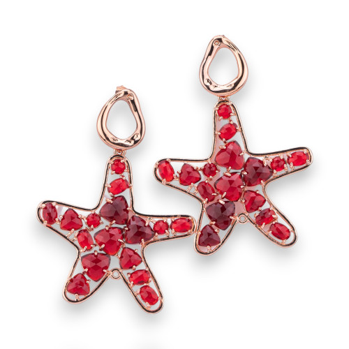 Rose Gold Set Cat's Eye Starfish Bronze Stud Earrings