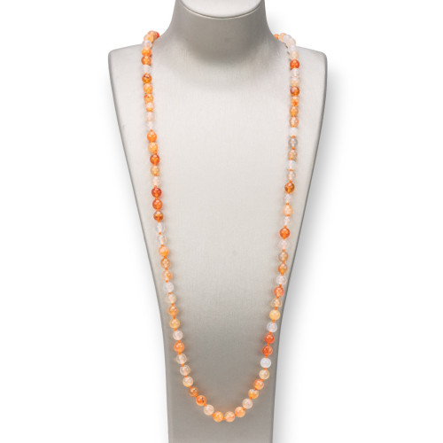 Collar Charleston De Piedras Semipreciosas 08mm Anudado 120cm Cornalina Multicolor Claro