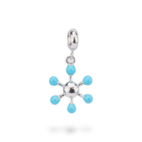 Emaillierte 925 Silber Charm-Anhänger Flora Collection 2 Stk