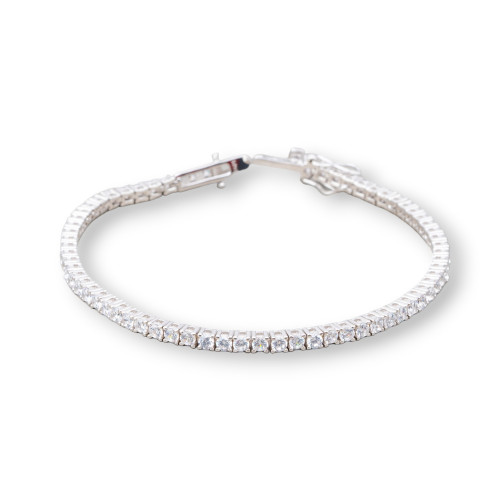 925 Silver Tennis Bracelet With 5.0mm Round Zircon Length 17cm External 5.0mm White Rhodium Plated