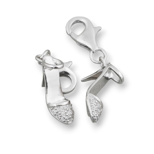 925 Silber Schuh Charms Anhänger mit Zirkonen 8x21mm 6St