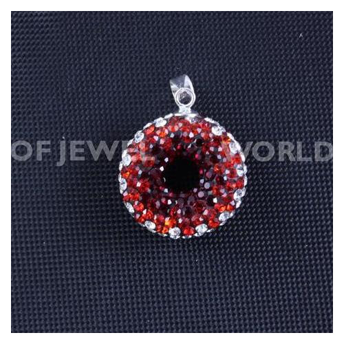 925 Silver Pendant With Round Drilled Rhinestones 20mm 1pc
