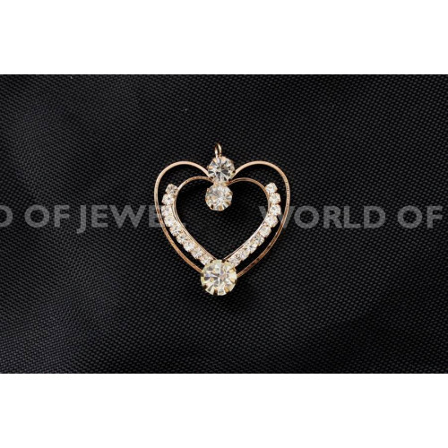 Colgante de latón con diamantes de imitación en forma de corazón 33x35 mm 13 piezas Cobre