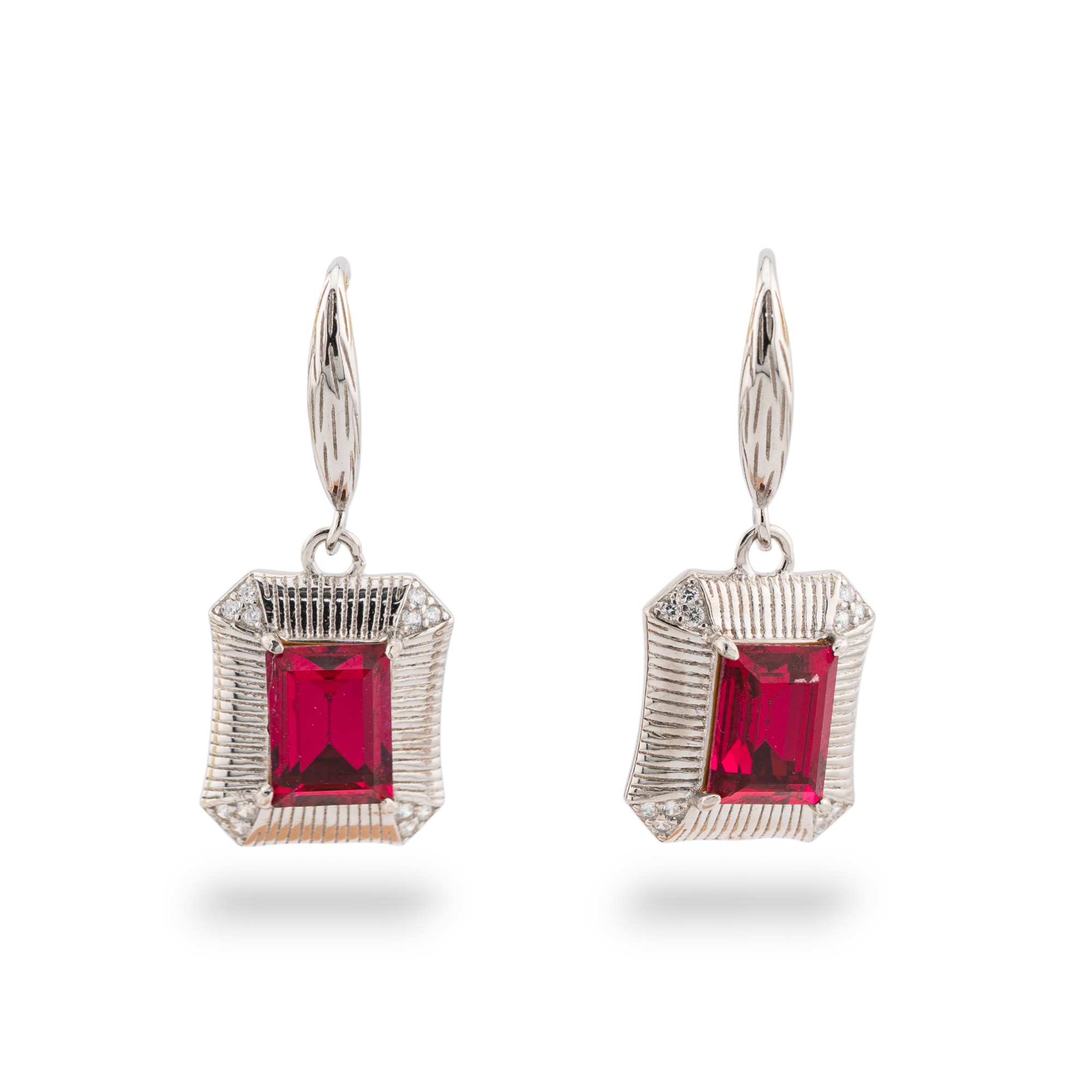 Orecchini Di Argento 925 1 Coppia Rosso