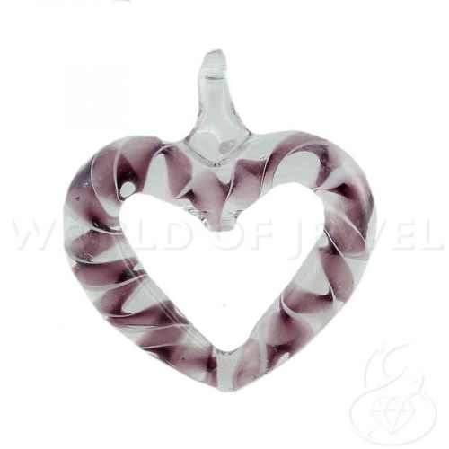 Pendente Di Vetro Di Murano Cuore 45mm 2pz Viola