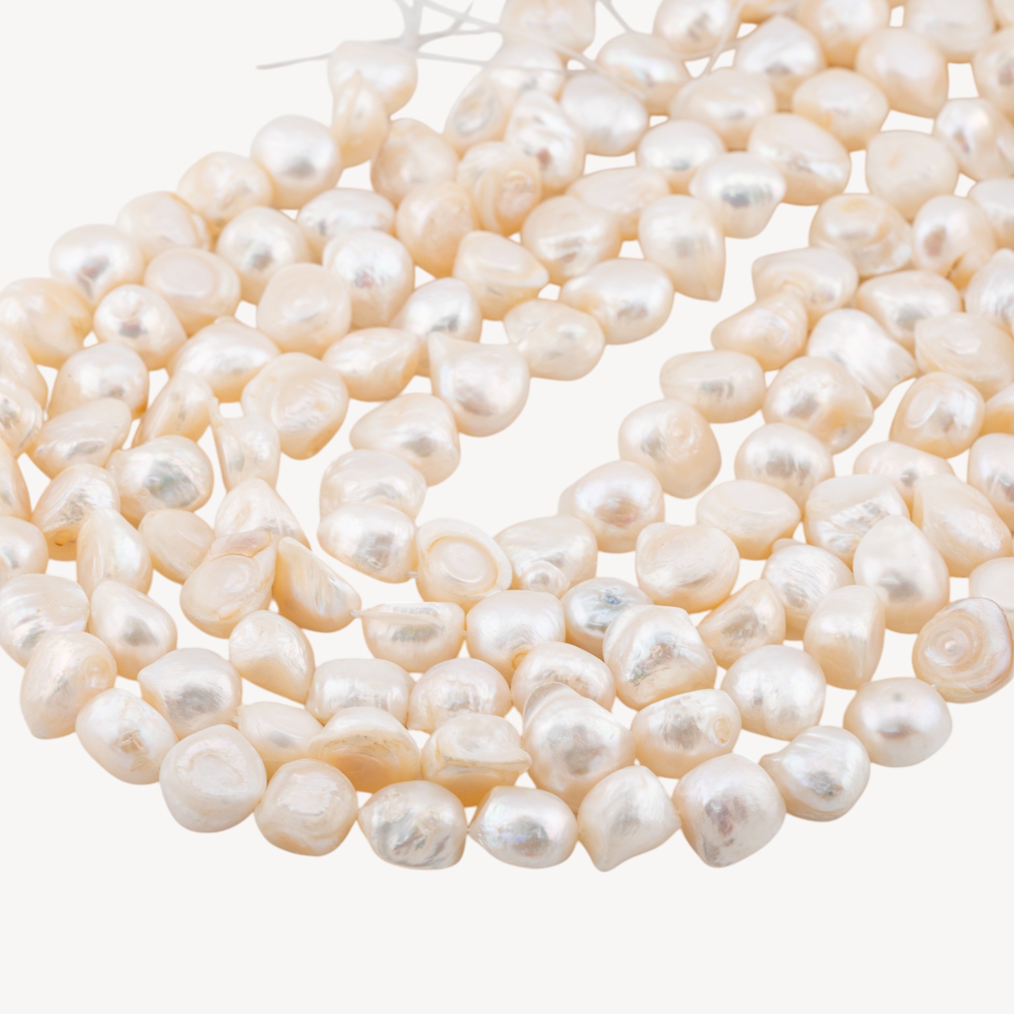 Perle Di Fiume Irregolare 11+mm Bianco