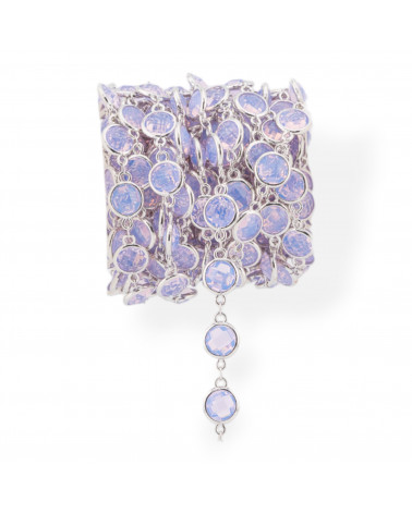 Catena Rosario Di Ottone Con Occhio Di Gatto Cabochon Tondo 10mm 5 Metri Rodiato Opale-CATENE CON PERLINE INCASTONATE | Worldofjewel.com