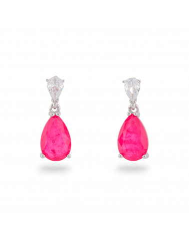 Orecchini Di Argento 925 Con Zirconi E Pietre Incastonate Rodiato Goccia Rosso-ORECCHINI ARGENTO 925 LUXE | Worldofjewel.com