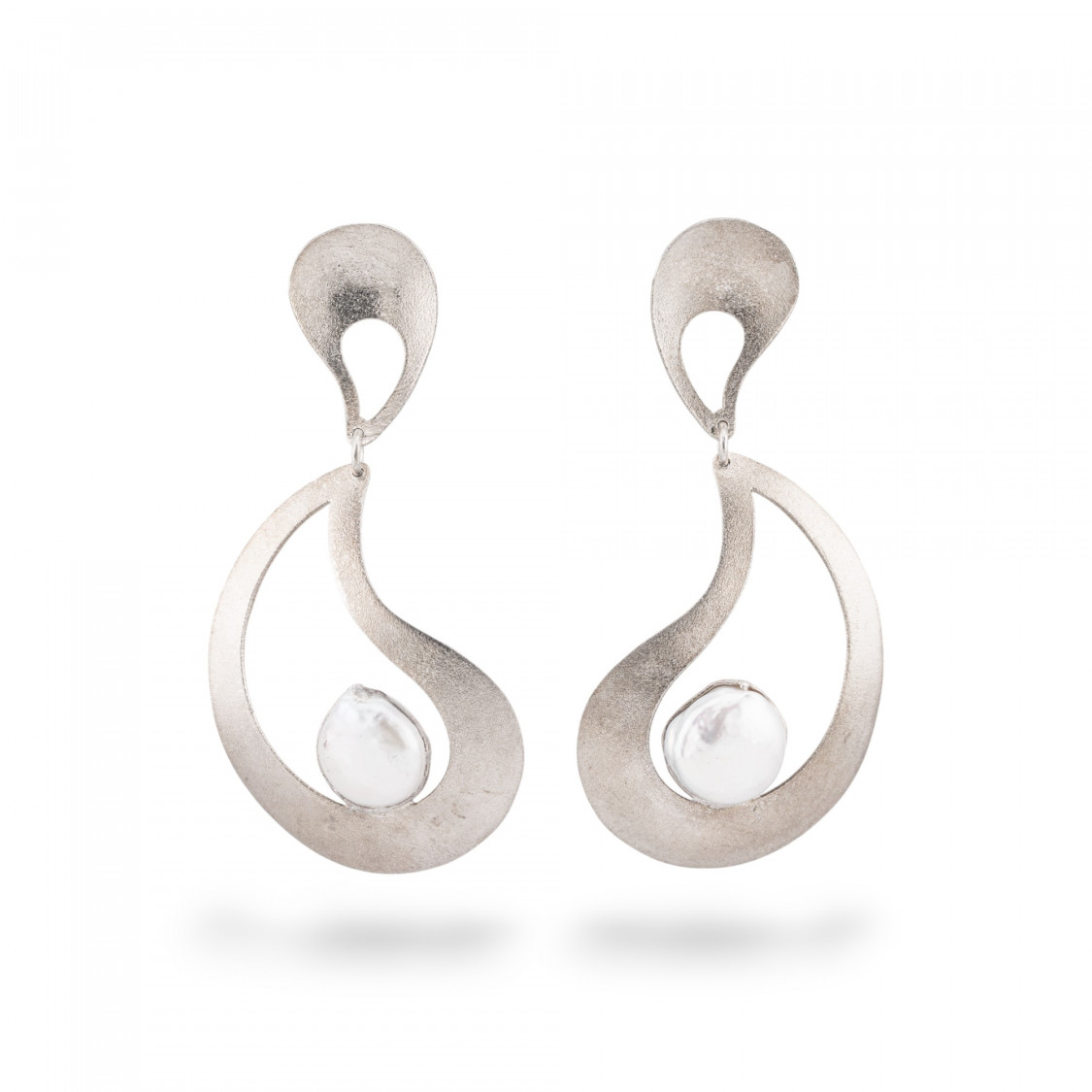 Orecchini Di Argento 925 Made in ITALY Con Perle Di Fiume Doppia Goccia-ARGENTO 925 DESIGN ITALY | Worldofjewel.com