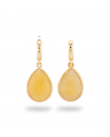 Pendientes de Bronce con Piedras Semipreciosas engastadas con Gotas en Oro Amarillo-ORECCHINI MADE WITH STYLE | Worldofjewel.com