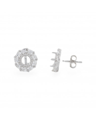 925 Silver Earring Base With Bezel 11mm Outer 5.5mm Inner 2 Pairs Rhodium Plated-925 SILVER BASES | Worldofjewel.com