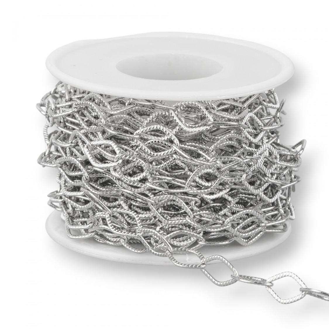 Steel Chain Rhombus Striped 8.0x12.0mm 6 Meters-FANTASY KNIT CHAINS | Worldofjewel.com