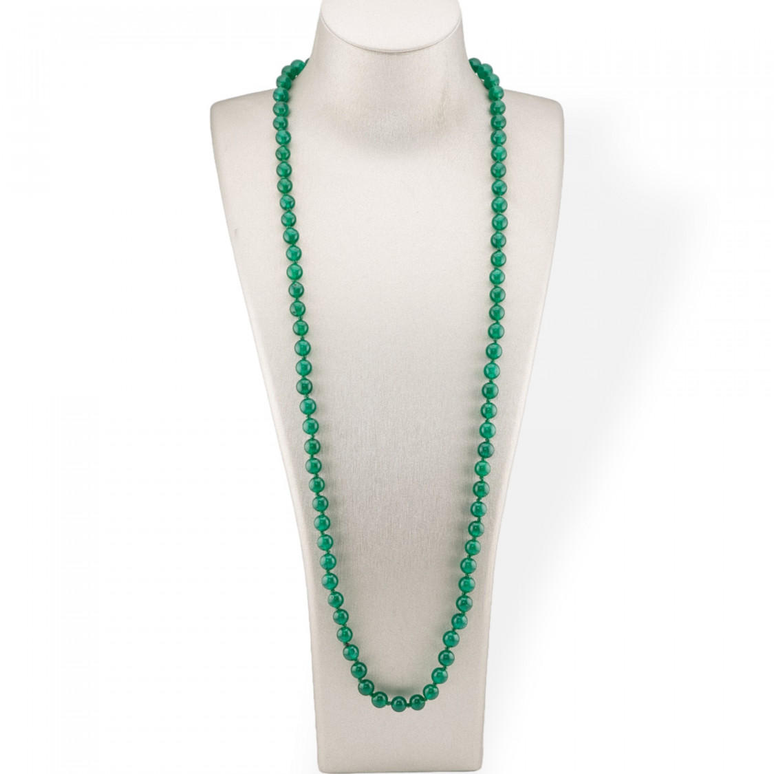 Bijoux Charleston Halskette aus 8 mm geknoteten Halbedelsteinen, 120 cm grüner Achat-HALSKETTE AUS HARTEN STEINEN | Worldofjewel.com