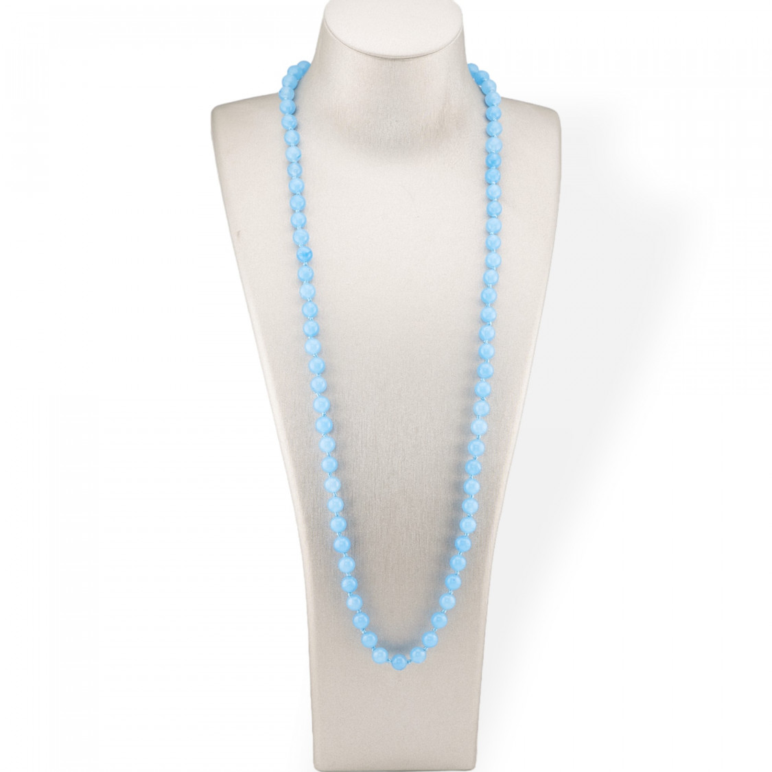 Bijoux Collar Charleston De Piedras Semipreciosas Anudadas 8mm 120cm Jade Azul Claro-COLLAR PIEDRAS DURAS | Worldofjewel.com