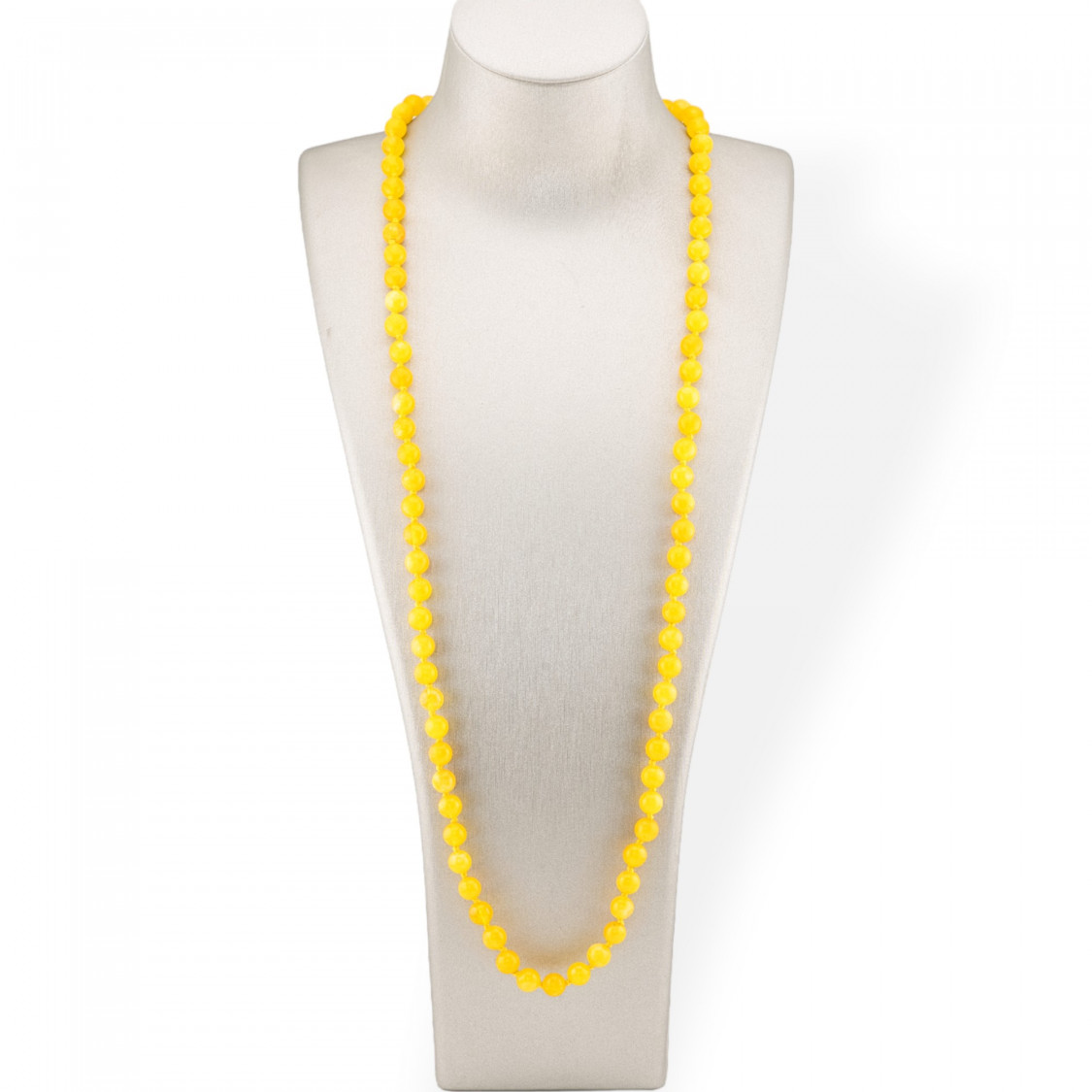Collana Bijoux Charlestone Di Pietre Dure 8mm Annodate 120cm Giada Gialla-COLLANE DI PIETRE DURE | Worldofjewel.com
