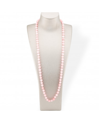 Bijoux Charleston Collier De Pierres Semi-précieuses Nouées 8mm 120cm Jade Rose-COLLIER PIERRES DURES | Worldofjewel.com