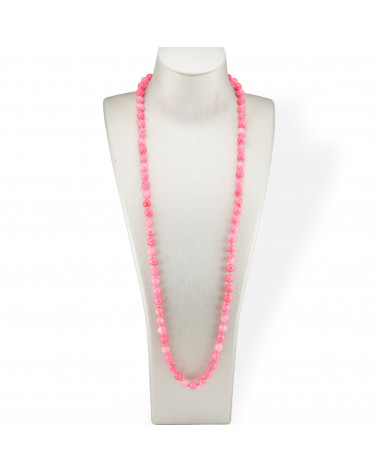 Charlestone Necklace 8mm Knotted Stones 120cm Light Red Jade-HARD STONES NECKLACE | Worldofjewel.com