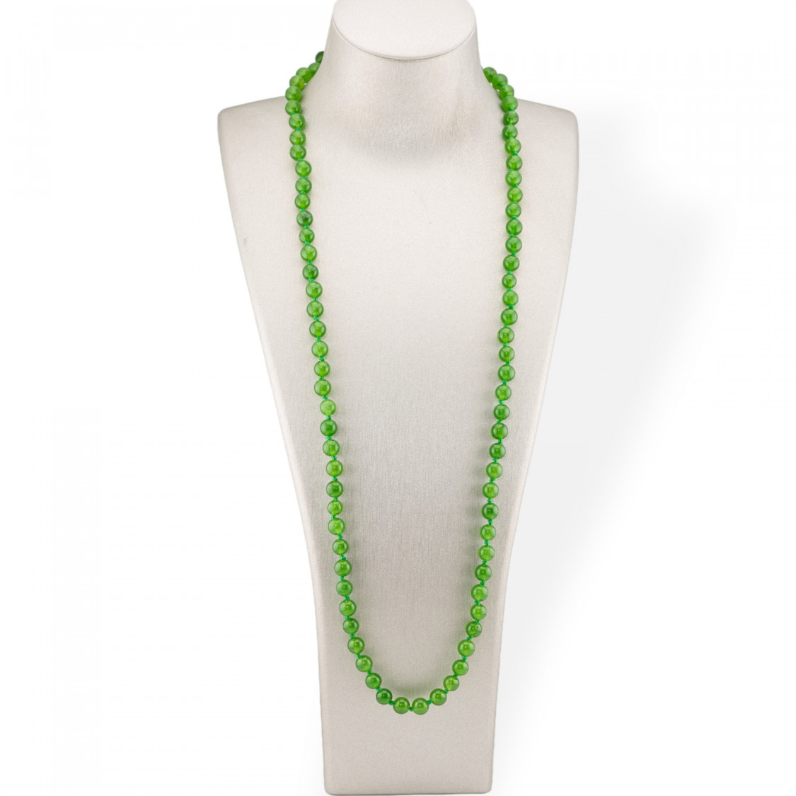 Collana Bijoux Charlestone Di Pietre Dure 8mm Annodate 120cm Giada Verde Peridot-COLLANE DI PIETRE DURE | Worldofjewel.com