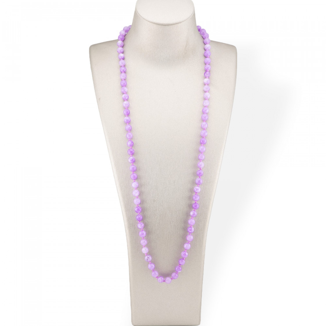 Collana Bijoux Charlestone Di Pietre Dure 8mm Annodate 120cm Giada Viola-COLLANE DI PIETRE DURE | Worldofjewel.com