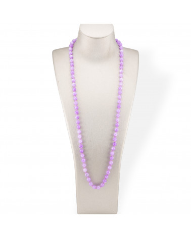 Collana Bijoux Charlestone Di Pietre Dure 8mm Annodate 120cm Giada Viola-COLLANE DI PIETRE DURE | Worldofjewel.com