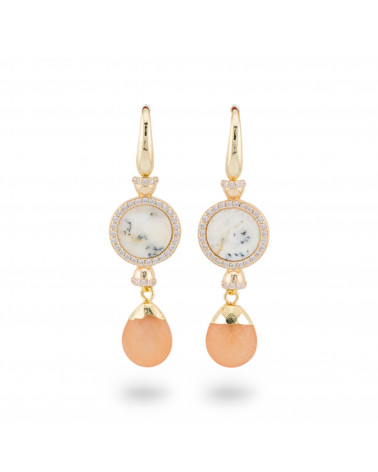 Orecchini Di Bronzo A Monachella Con Pietre Con Zirconi Dorato Arancio-ORECCHINI MADE WITH STYLE | Worldofjewel.com