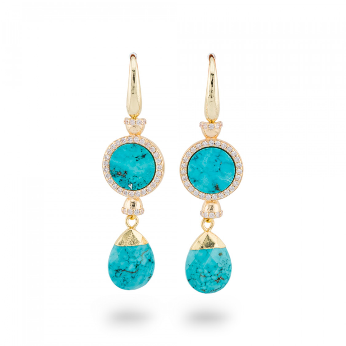Bronze-Ohrringe mit goldenen Magnesit-Zirkonsteinen-ORECCHINI MADE WITH STYLE | Worldofjewel.com