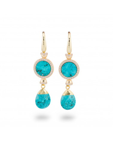 Orecchini Di Bronzo A Monachella Con Pietre Con Zirconi Dorato Magnesite-ORECCHINI MADE WITH STYLE | Worldofjewel.com