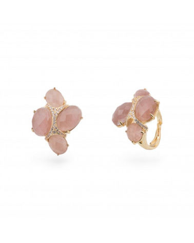 Anello Di Bronzo Con Occhio Di Gatto Con Zirconi Misura Regolabile Dorato Cipria-ANELLI BRONZO CON PIETRE INCASTONATE | Worldofjewel.com