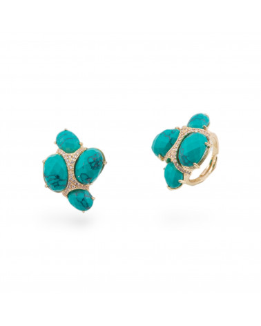 Anello Di Bronzo Con Occhio Di Gatto Con Zirconi Misura Regolabile Dorato Magnesite-ANELLI BRONZO CON PIETRE INCASTONATE | Worldofjewel.com