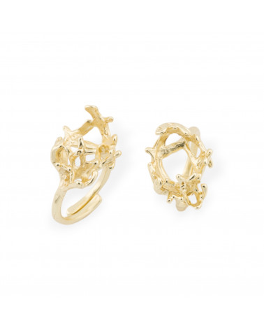 Bases para Anillos de Plata 925 con Bisel Ajustable hasta 14x16mm Base Ajustable 1ud Dorado-BASE PARA ANILLOS | Worldofjewel.com