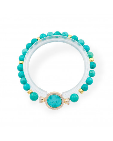Elastic Bracelets Of Hard Stones With Pendant With Bronze Center With Golden Stones Magnesite-HARD STONES | Worldofjewel.com