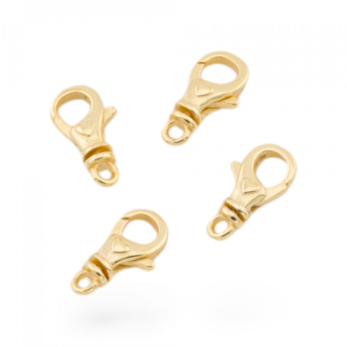 Cierre A Presión De Plata 925 Con Corazón 8x14mm 4ud Dorado-CIERRES DE PLATA | Worldofjewel.com