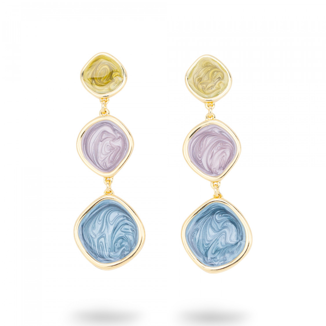 Boucles d'Oreilles Bijoux Émaillées Collection Isabella 1 Paire-BRONZE CRISTAL | Worldofjewel.com